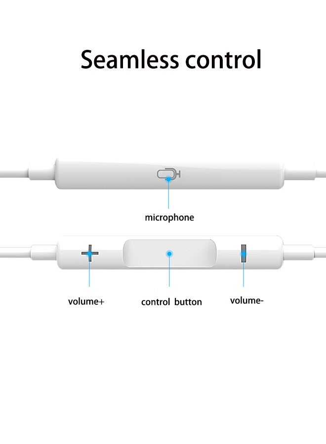 سماعة أذن داخلية سلكية مع ميكروفون أبيض - Image 3